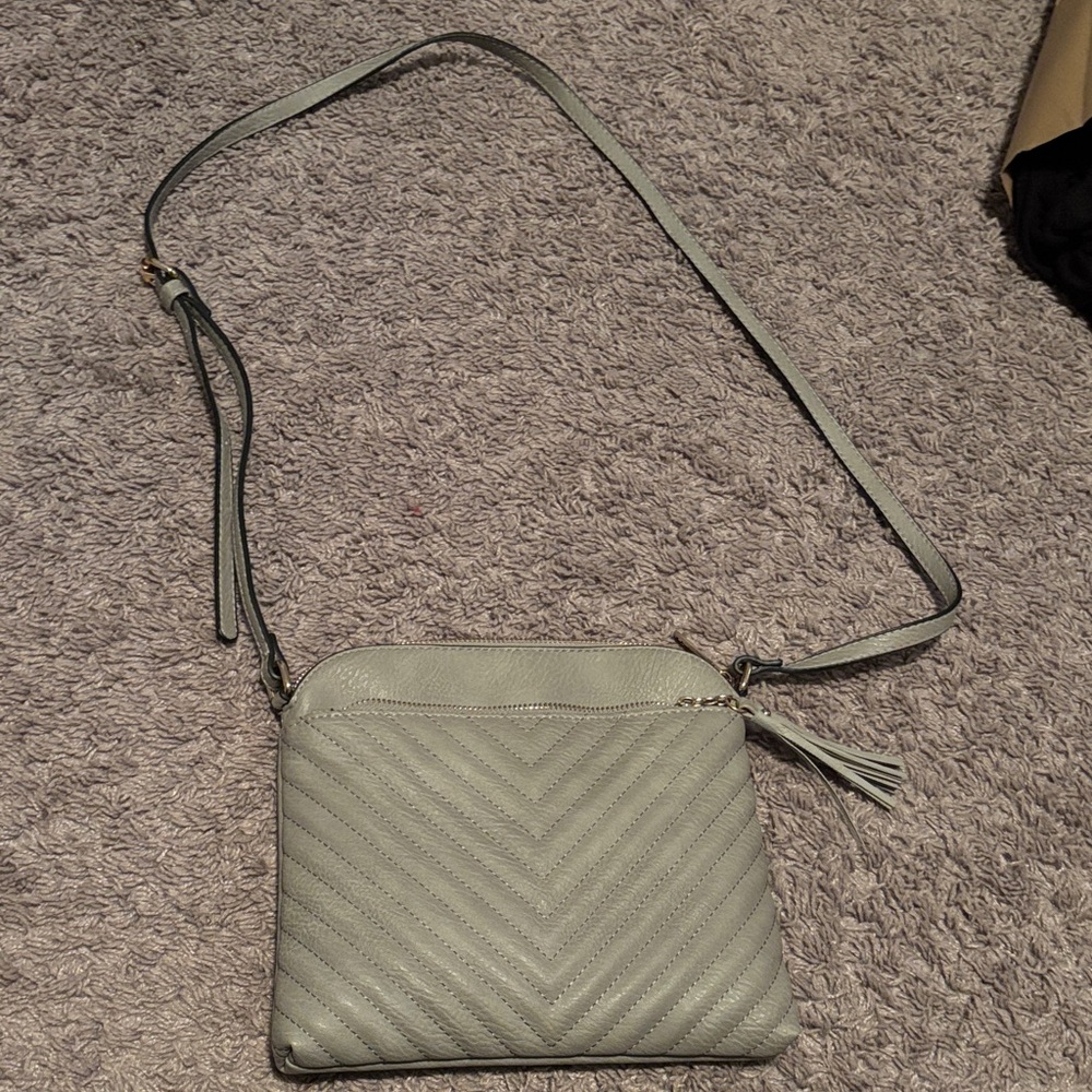 Elegant Gray Quilted Crossbody Bag